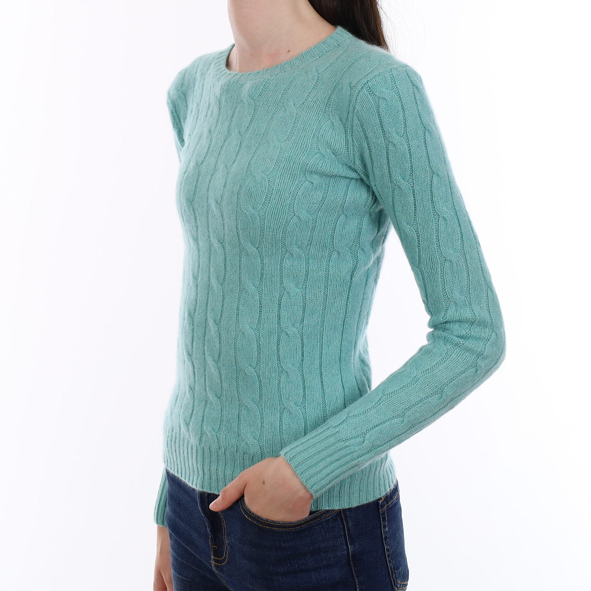 Ralph Lauren Aqua Blue Cashmere Crew Neck Jumper Extra Small