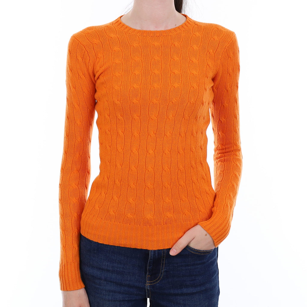 Ralph Lauren Tangerine Orange Cashmere Crew Neck Jumper Extra Small