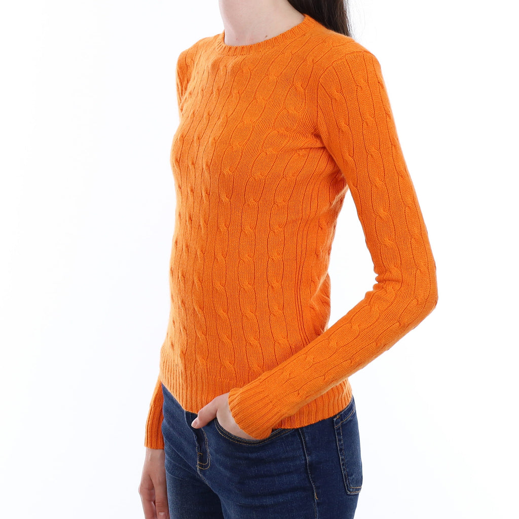 Ralph Lauren Tangerine Orange Cashmere Crew Neck Jumper Extra Small