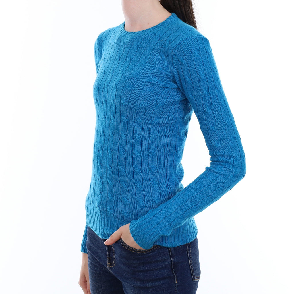 Ralph Lauren Tanzanite Blue Cable Cashmere Crew Neck Jumper Extra Small