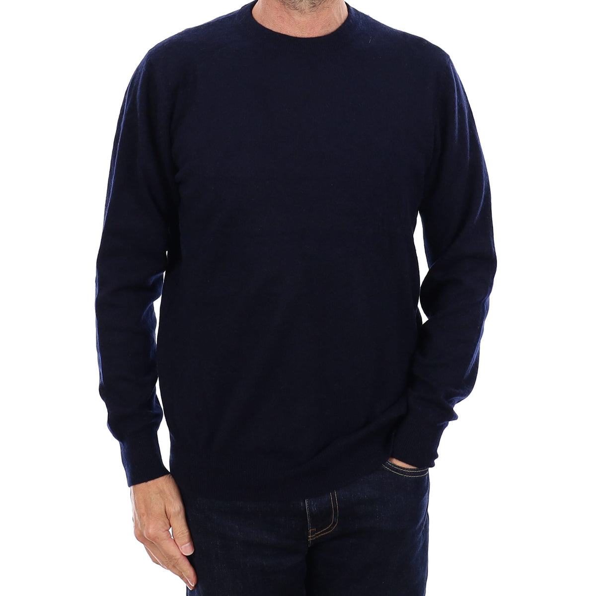 Men's Navy Cashmere Crew Neck Jumper Small