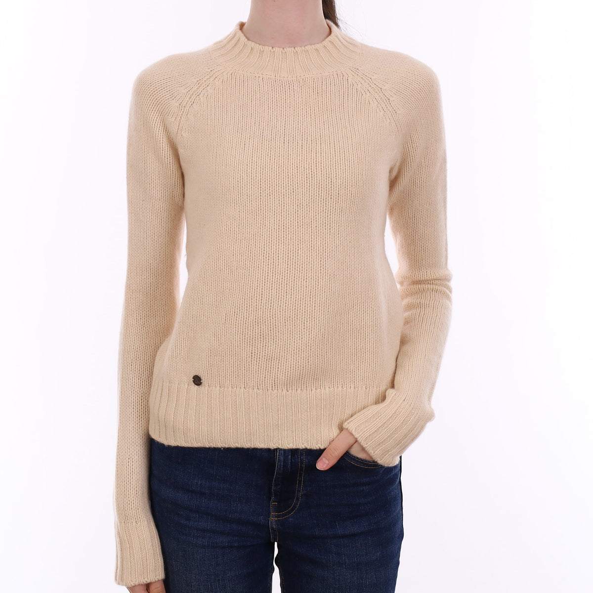 Palest Apricot Chunky Cashmere Turtleneck Jumper Extra Small