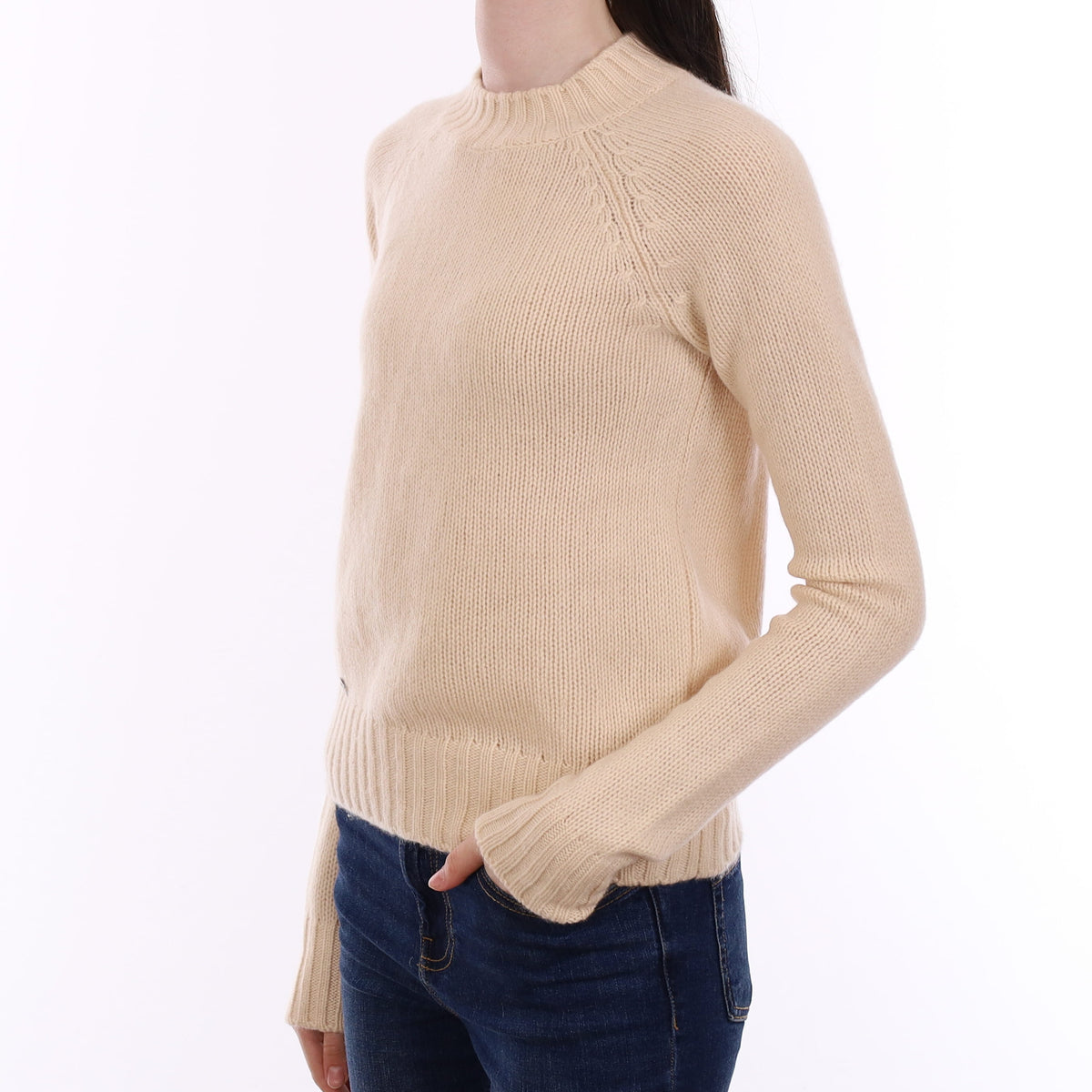 Palest Apricot Chunky Cashmere Turtleneck Jumper Extra Small