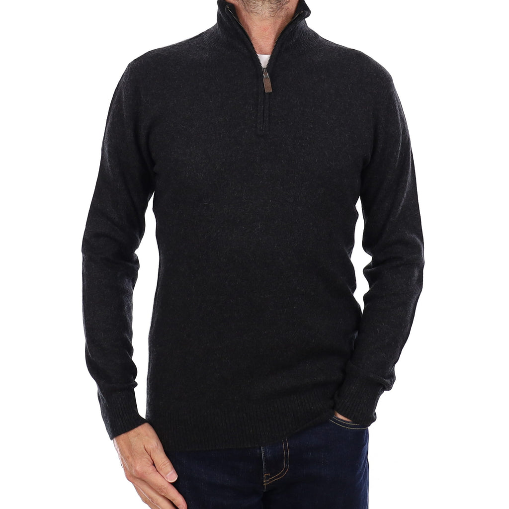 Men's Graphite Grey Cashmere 1/4 Zip Jumper Small