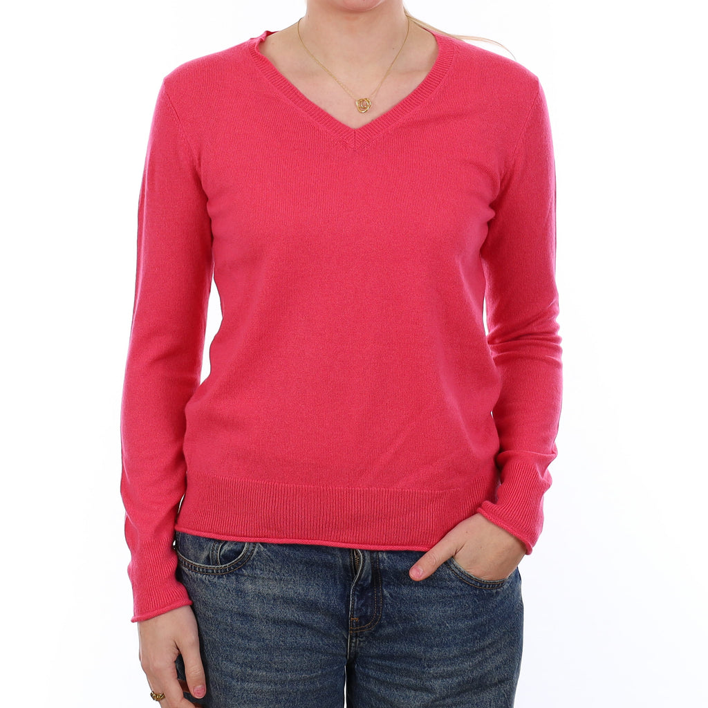 Lupin Pink Cashmere V Neck Jumper Medium