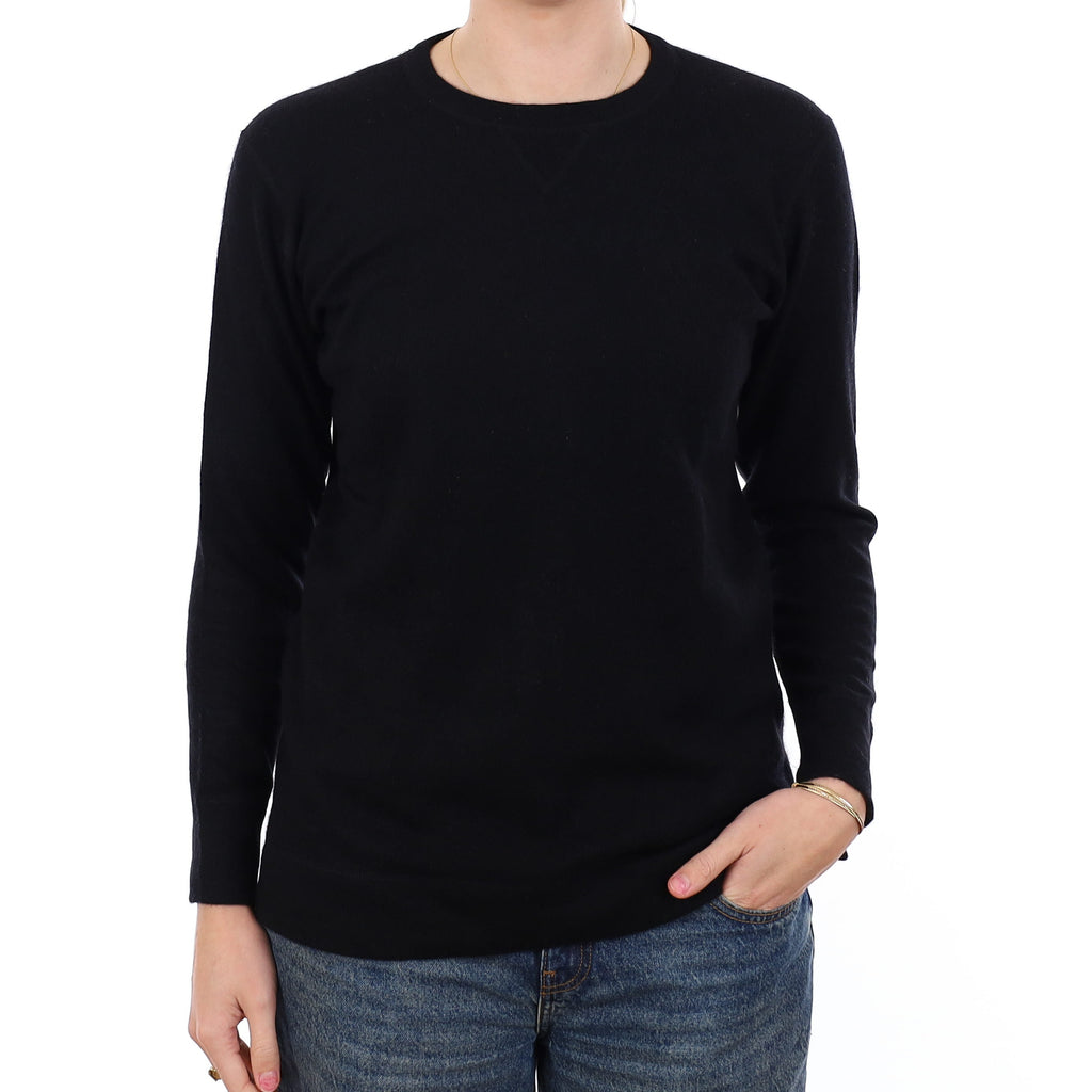 Black Cashmere Crew Neck Tunic Jumper Medium
