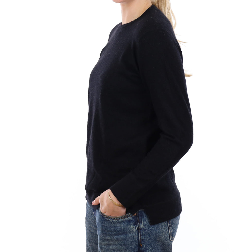 Black Cashmere Crew Neck Tunic Jumper Medium