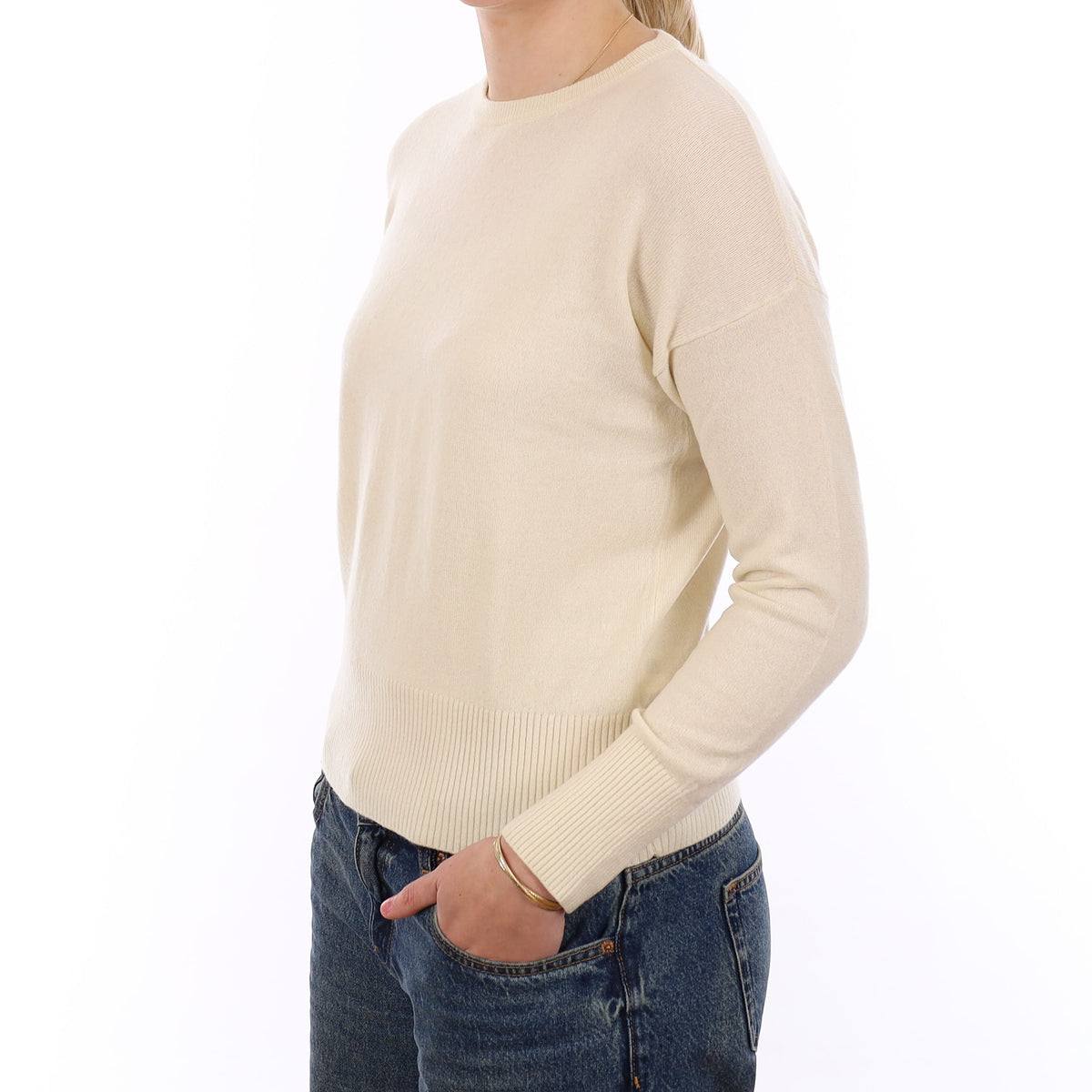 Vanilla Cream Cashmere Crew Neck Jumper Medium