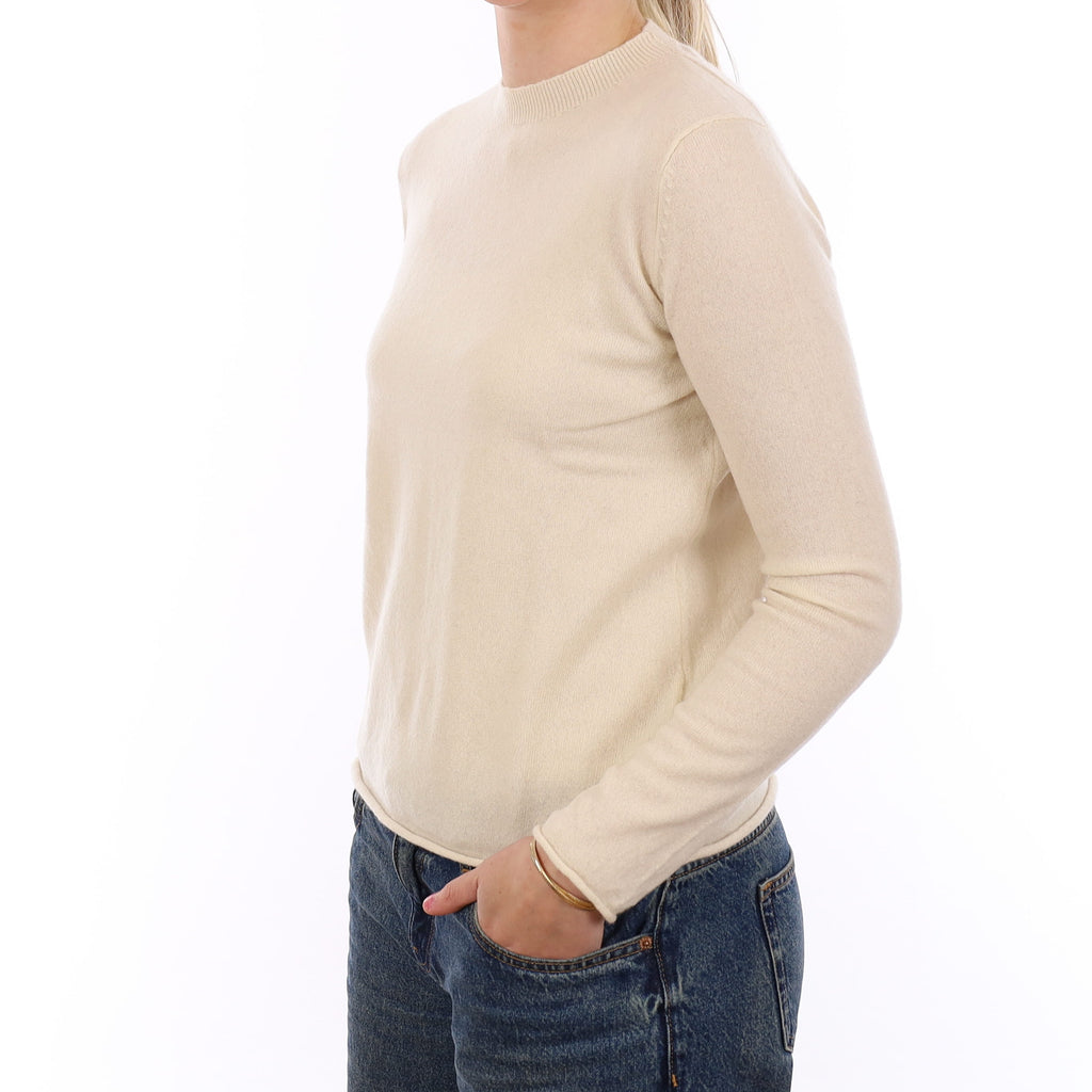 Ivory Cashmere Crew Neck Jumper Medium
