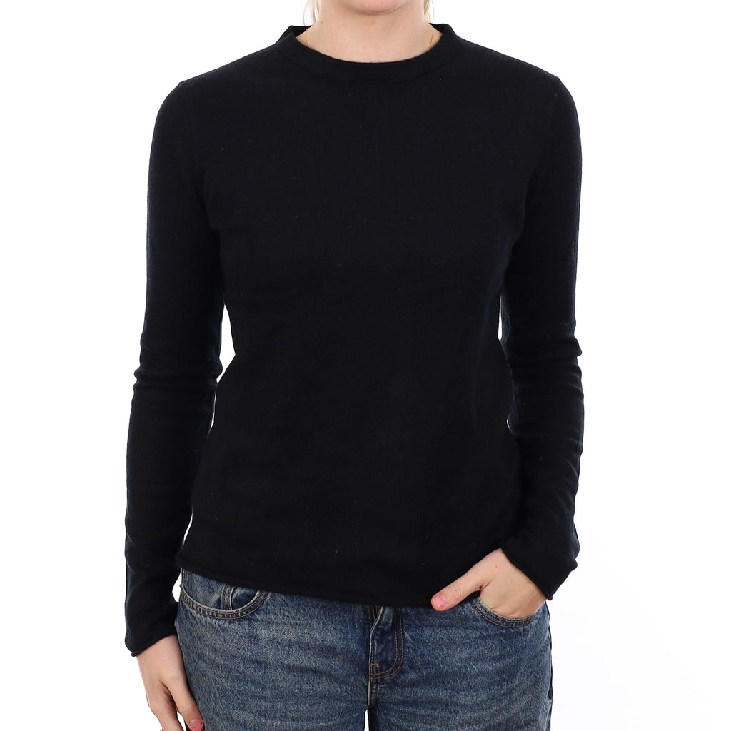 Black Cashmere Crew Neck Jumper Medium