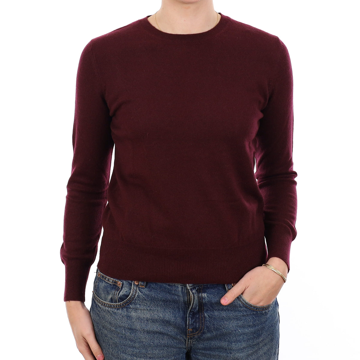 Port Red Cashmere Crew Neck Jumper Medium