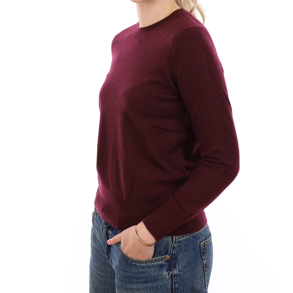 Port Red Cashmere Crew Neck Jumper Medium