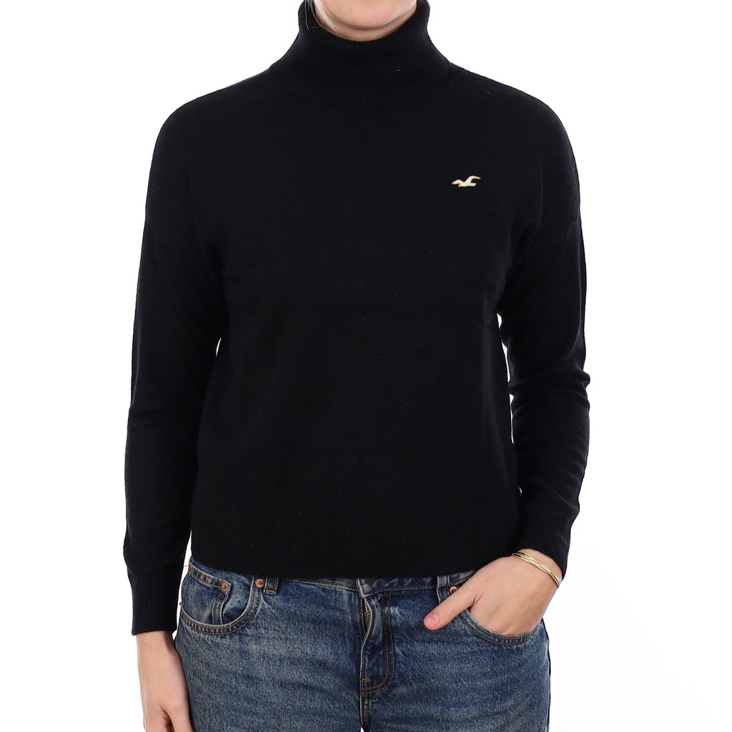 Black Cashmere Polo Neck Jumper Medium