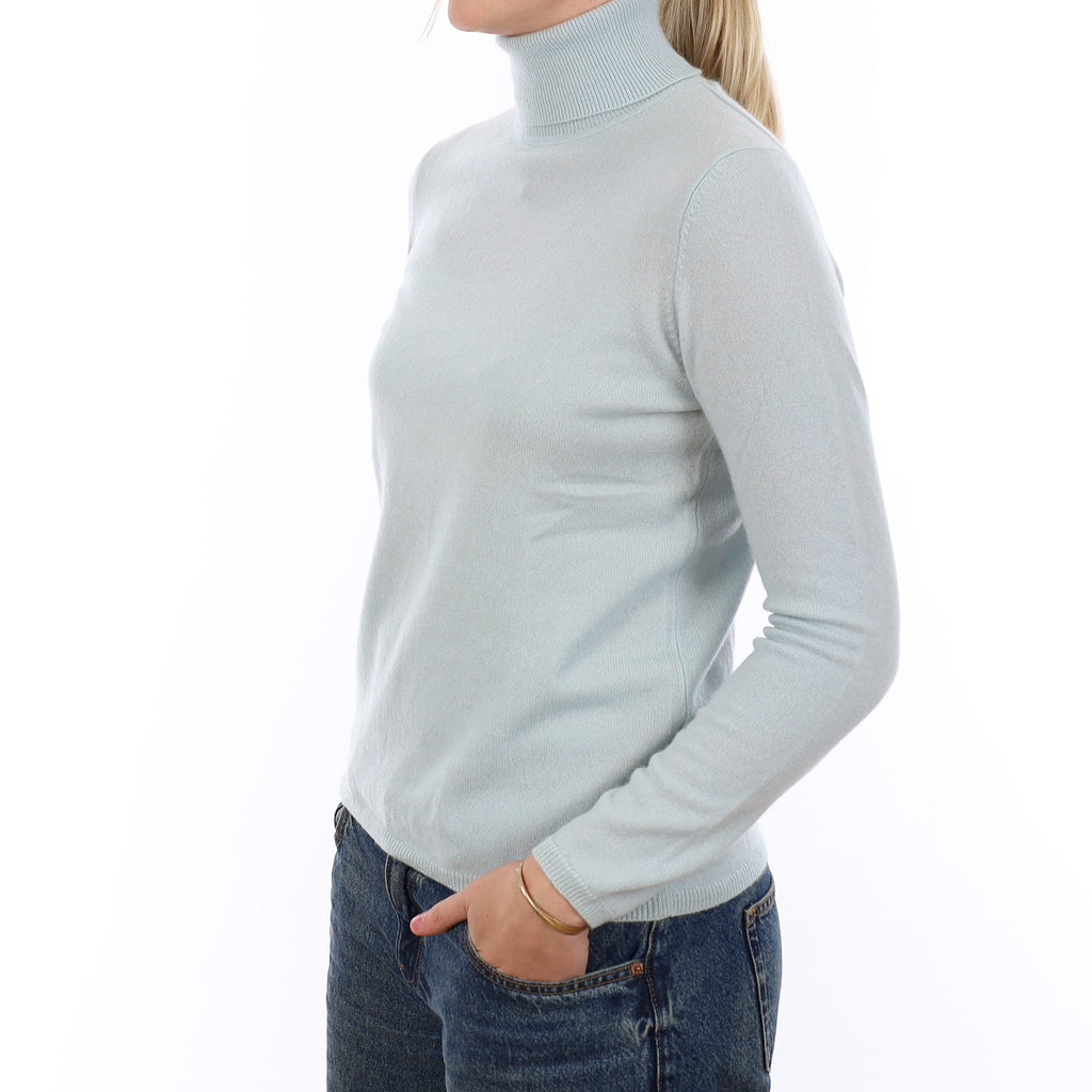 Opal Blue Cashmere Polo Neck Jumper Medium