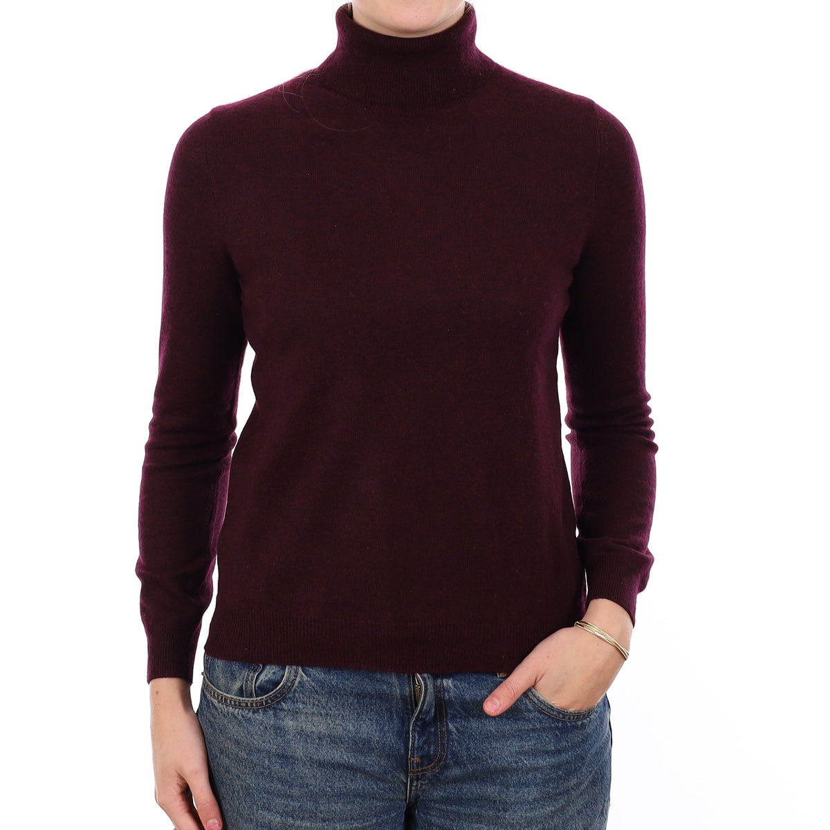 Mulberry Purple Cashmere Polo Neck Jumper Medium
