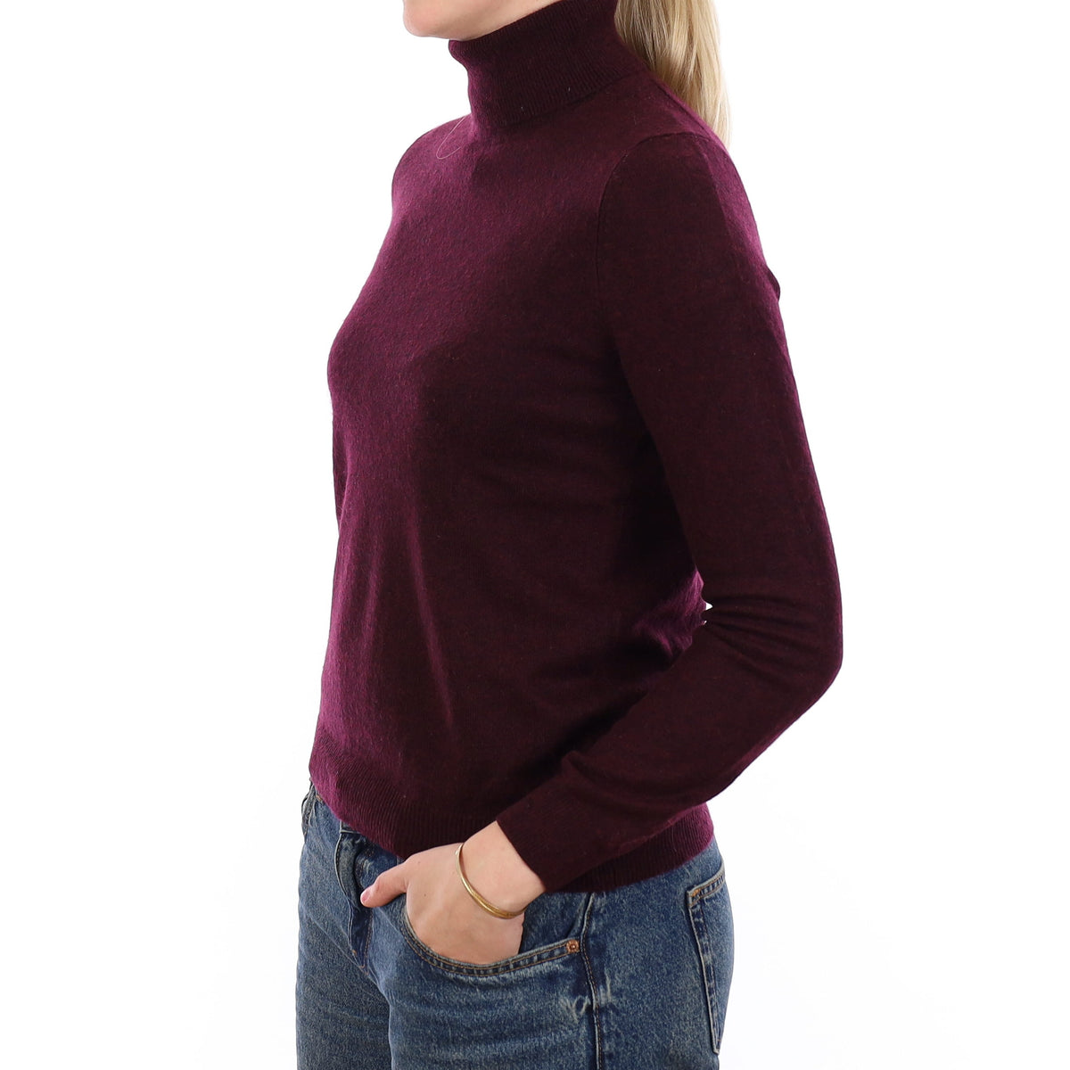 Mulberry Purple Cashmere Polo Neck Jumper Medium