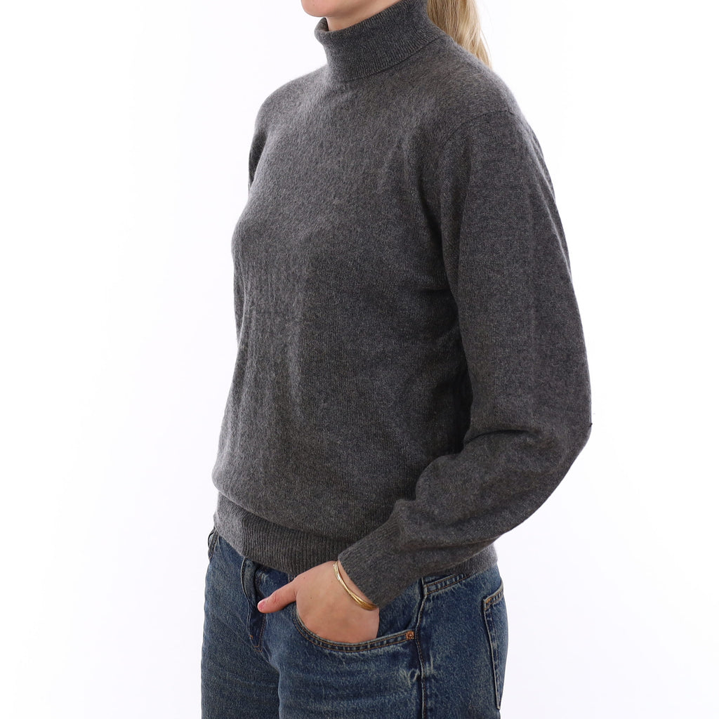 Johnston’s Slate Grey Cashmere Polo Neck Jumper Medium
