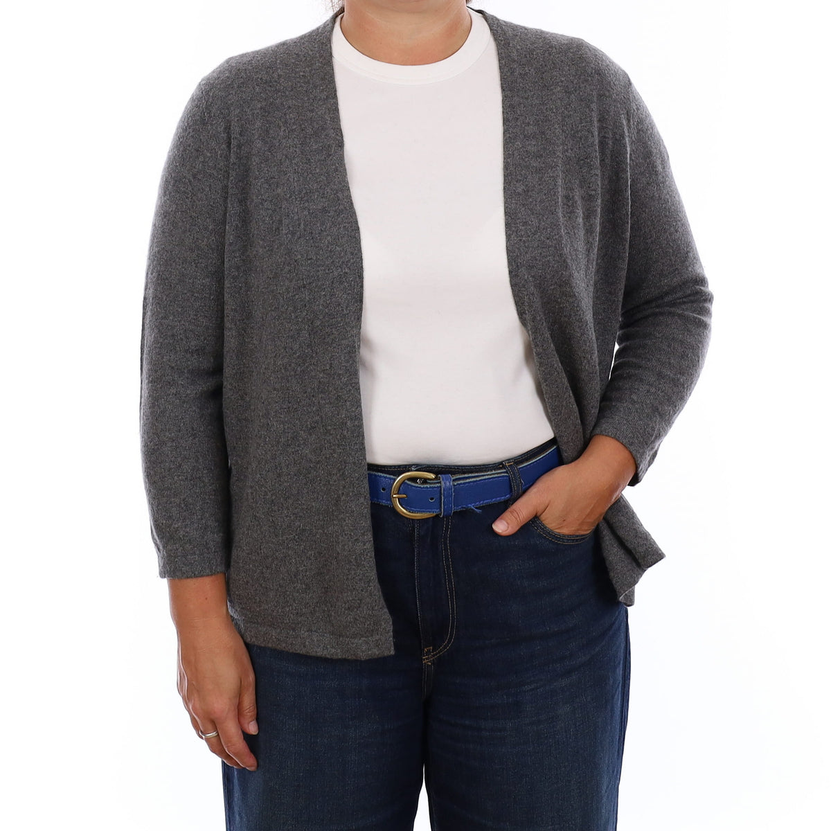 Slate Grey Cashmere Edge to Edge Cardigan Large