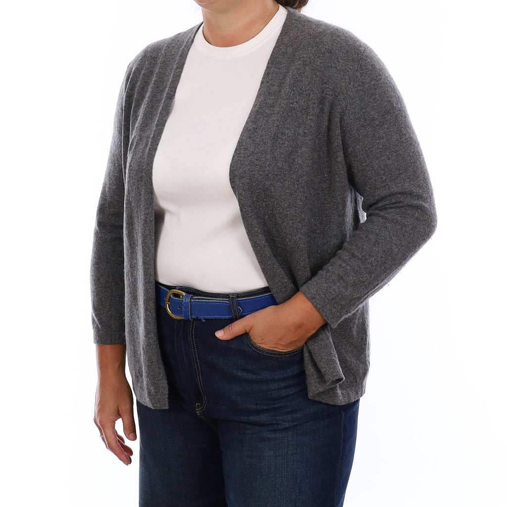 Slate Grey Cashmere Edge to Edge Cardigan Large