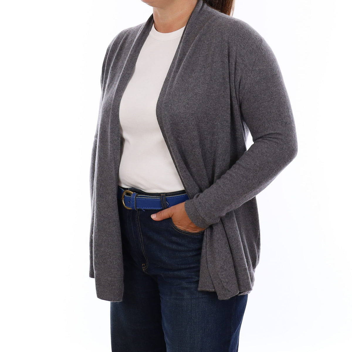 Slate Grey Cashmere Edge to Edge Cardigan Large