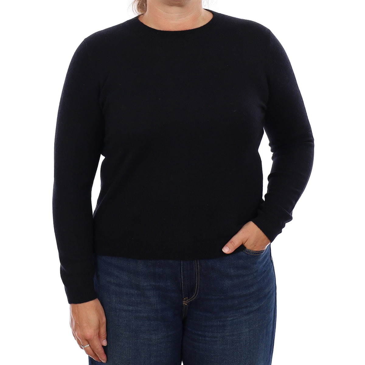 Black Cashmere Crew Neck Jumper Large