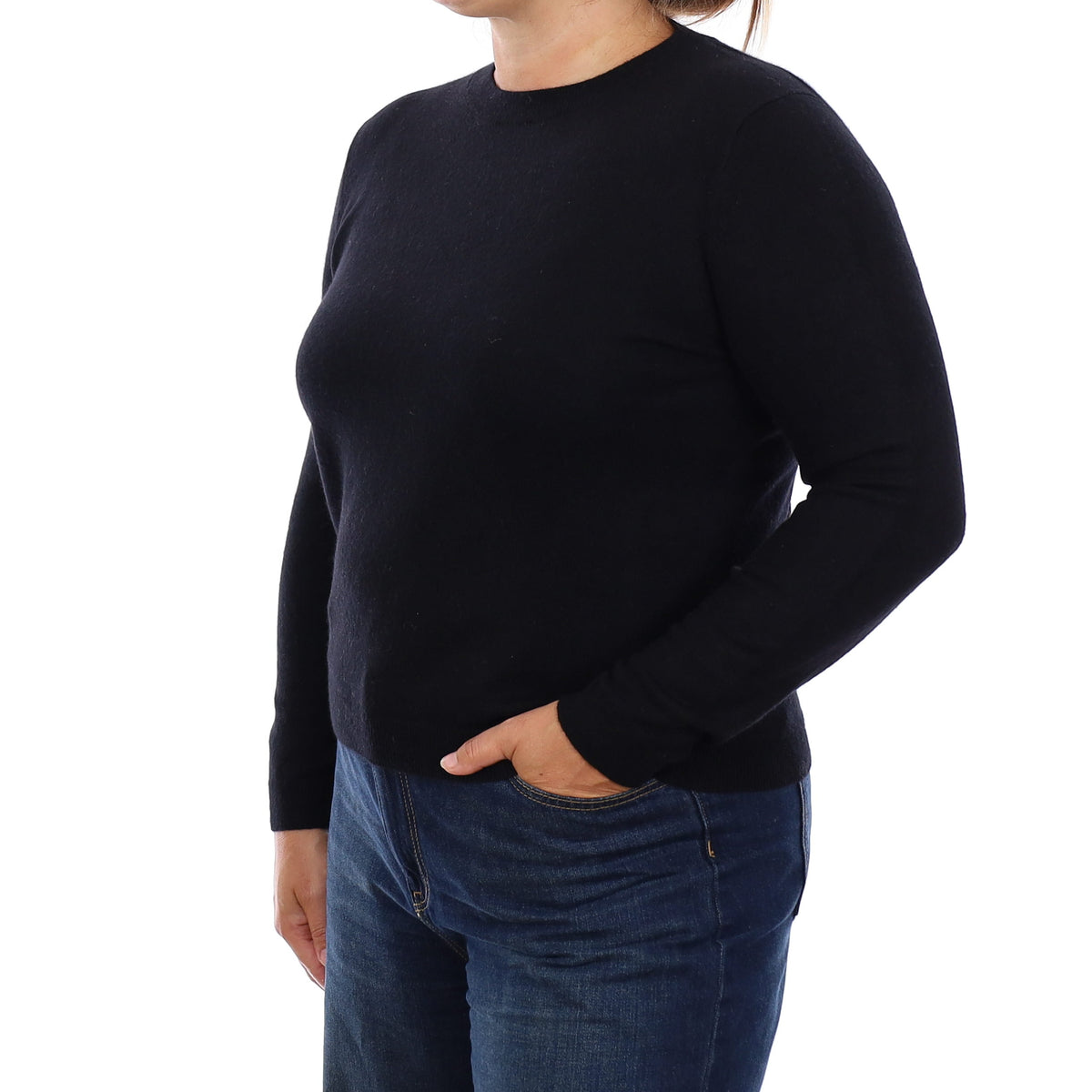 Black Cashmere Crew Neck Jumper Large