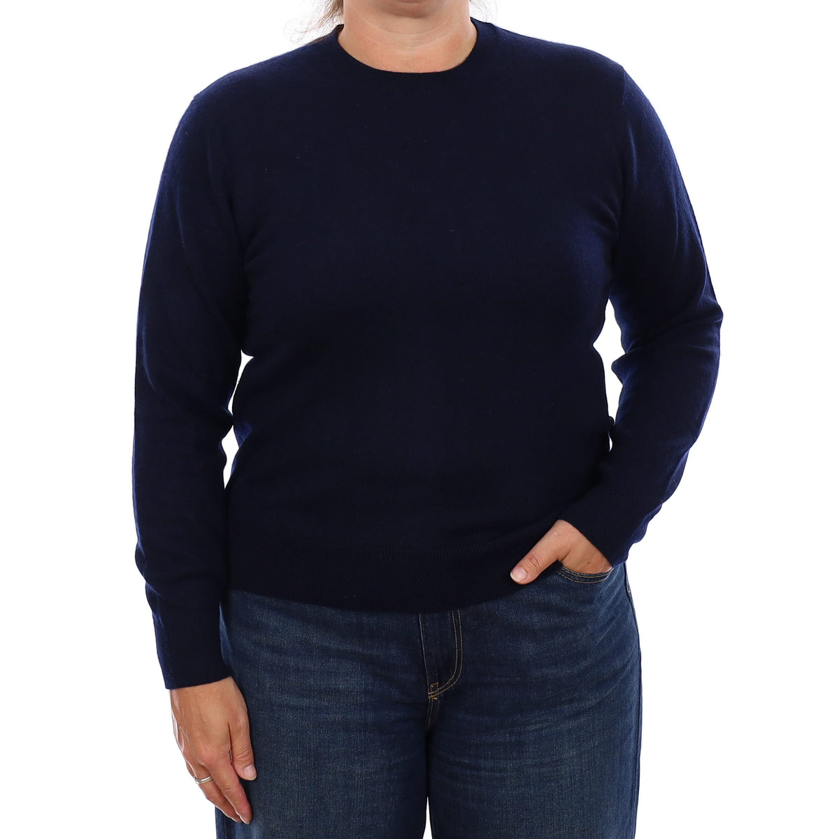 Navy Cashmere Crew Neck Jumper Large
