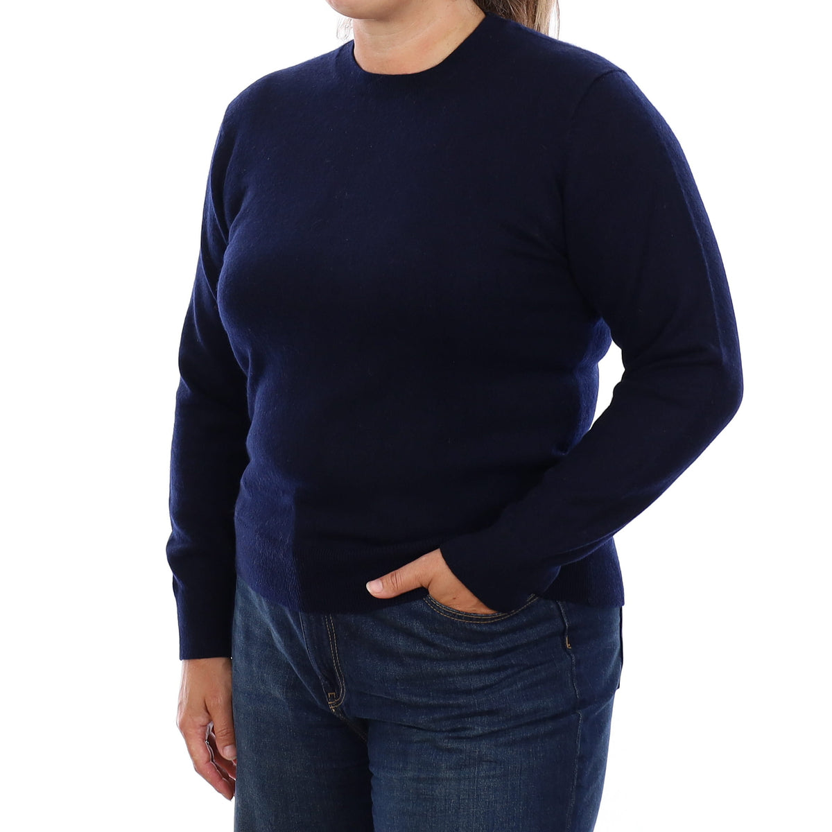 Navy Cashmere Crew Neck Jumper Large