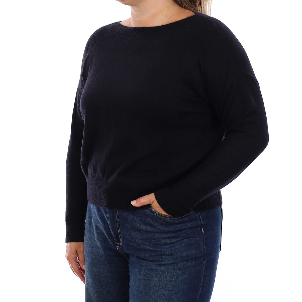 Black Cashmere Boat Neck Jumper Large