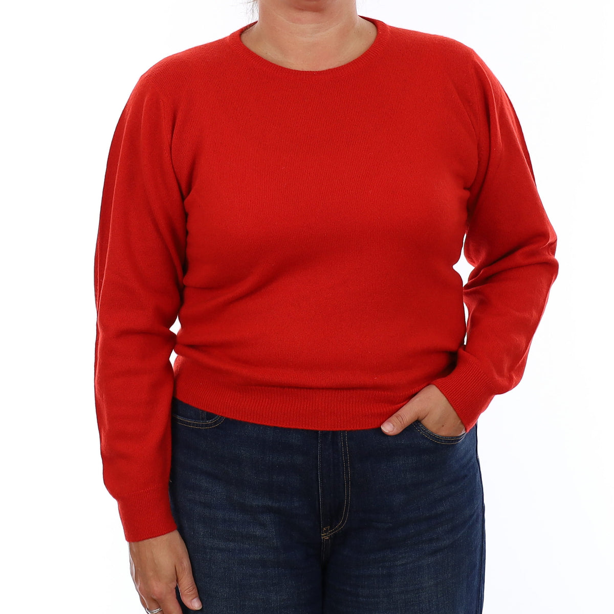 Scottish Pringle Scarlett Red Cashmere Crew Neck Jumper Large