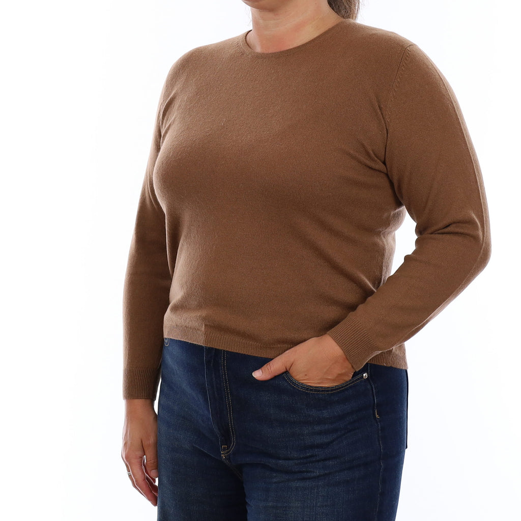Nutmeg Brown Cashmere Crew Neck Jumper Large