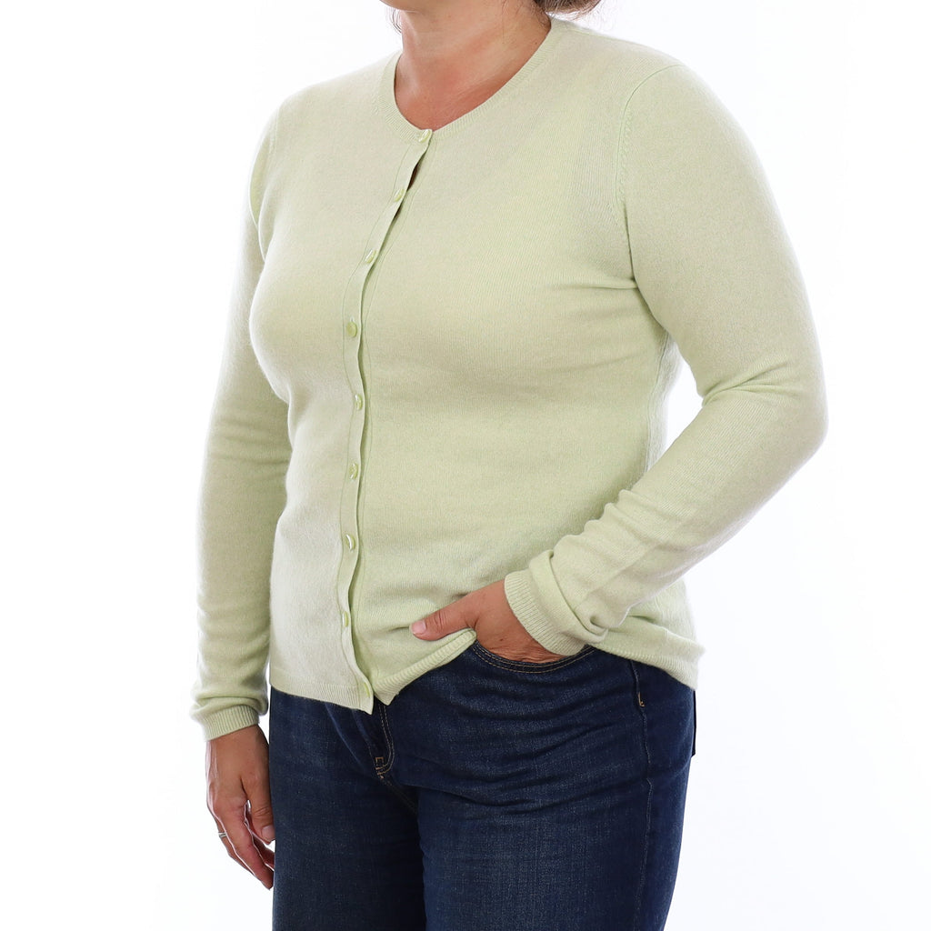 Lime Juice Green Cashmere Crew Neck Cardigan Large