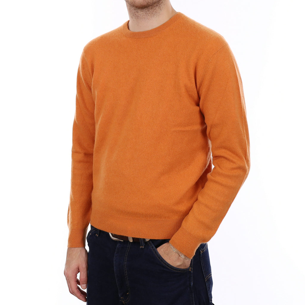 Men's Marmalade Orange Cashmere Crew Neck Jumper Medium
