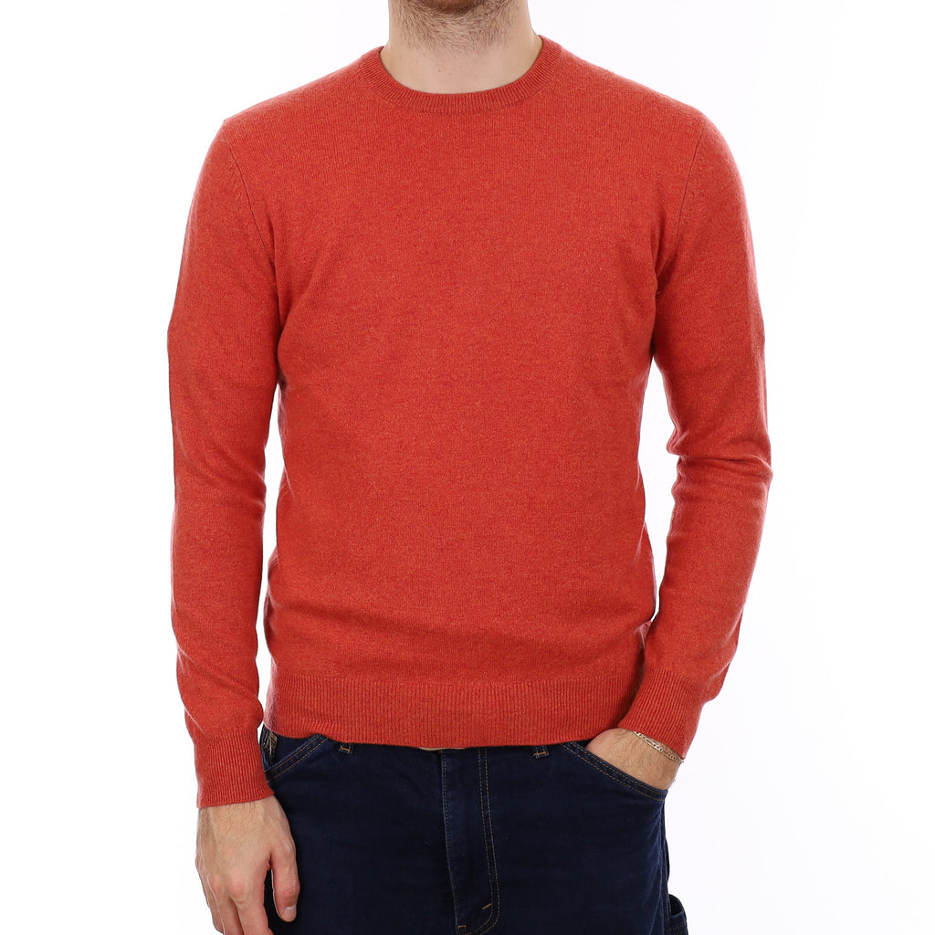 Men's Paprika Orange Cashmere Crew Neck Jumper Medium