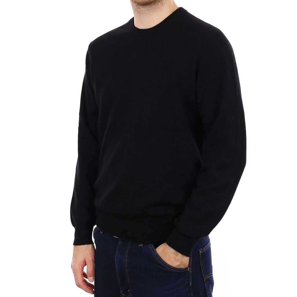 Men's Black Cashmere Crew Neck Jumper Medium