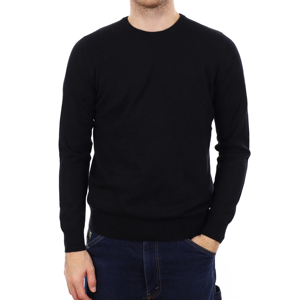Men's Black Cashmere Crew Neck Jumper Medium