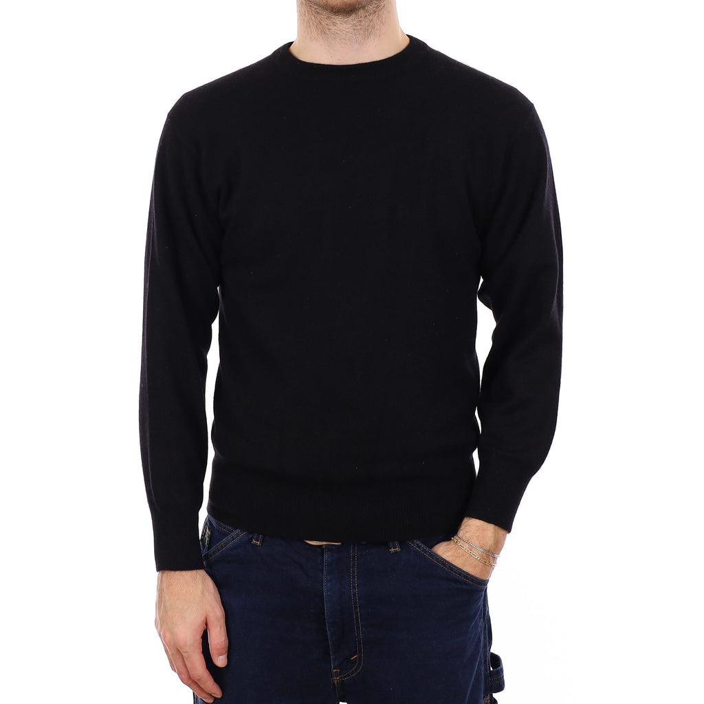 Men's Black Cashmere Crew Neck Jumper Medium