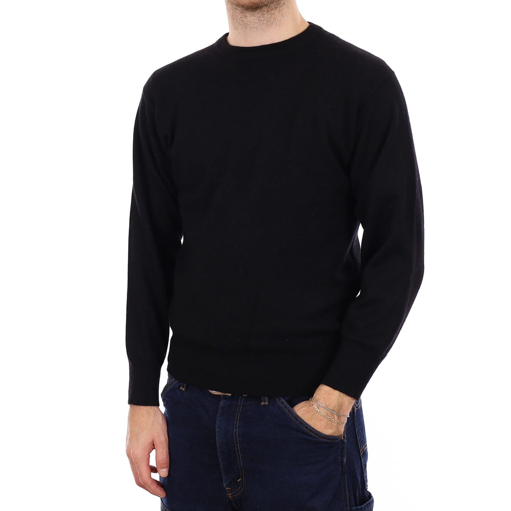 Men's Black Cashmere Crew Neck Jumper Medium