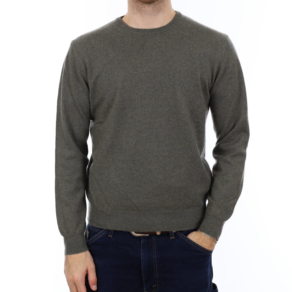 Men's Herb Green Cashmere Crew Neck Jumper Medium