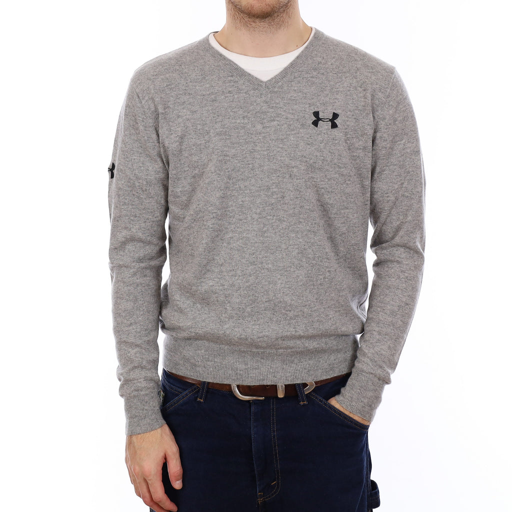 Men's Smoke Grey Cashmere V Neck Jumper Medium