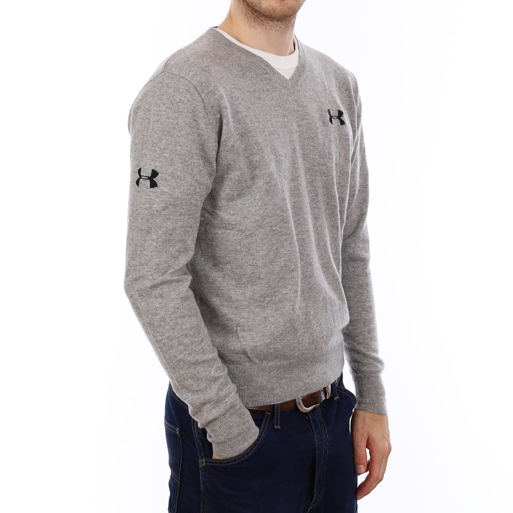 Men's Smoke Grey Cashmere V Neck Jumper Medium