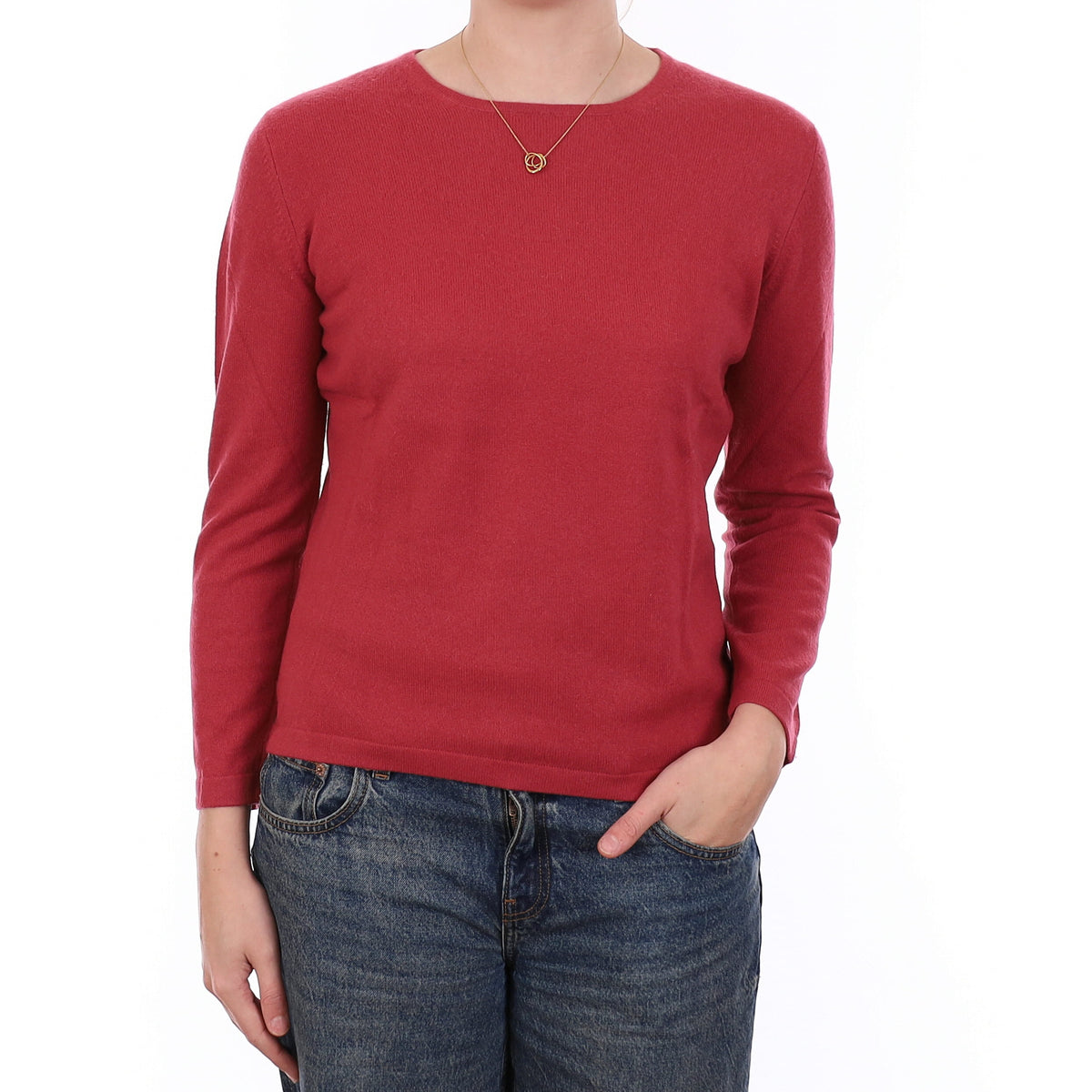 Cranberry Pink Cashmere Crew Neck Jumper Medium