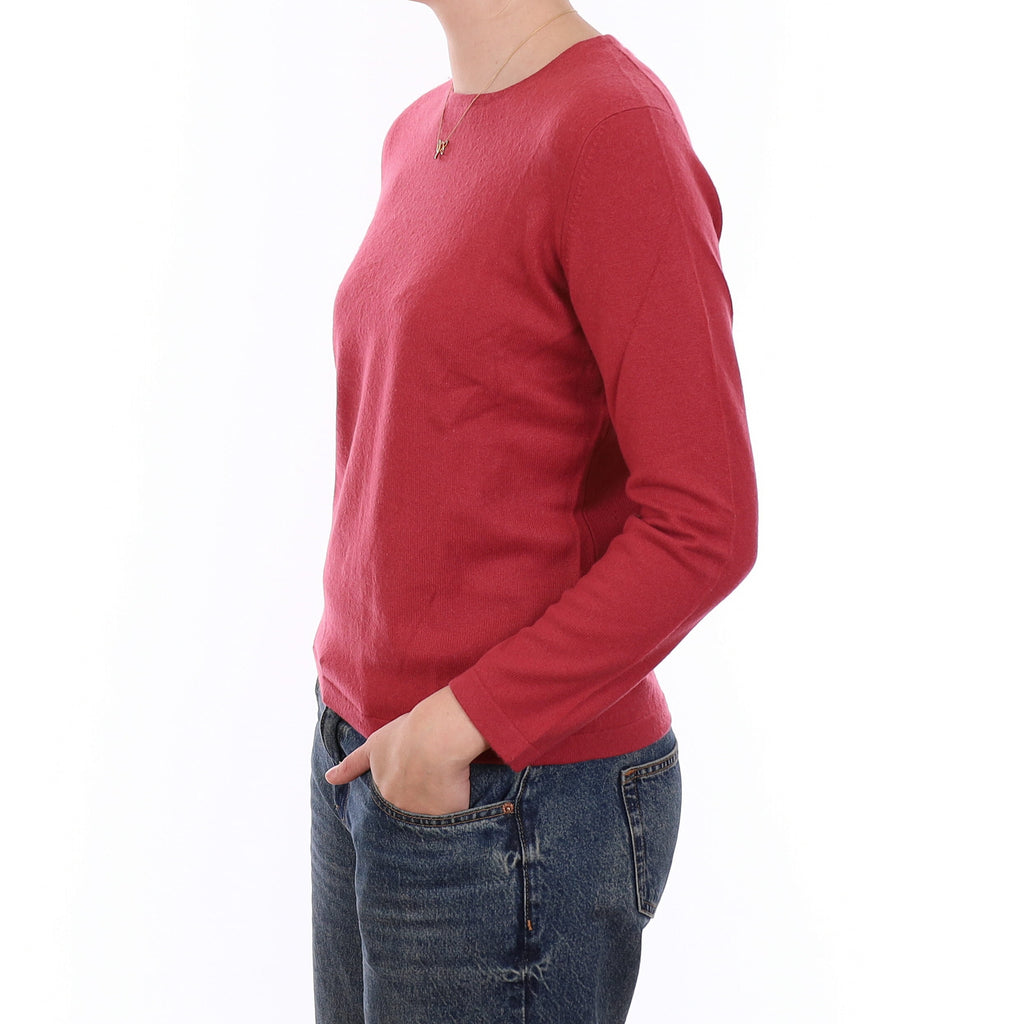 Cranberry Pink Cashmere Crew Neck Jumper Medium