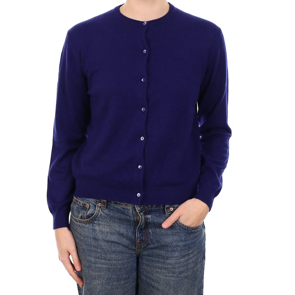 TSE Indigo Blue Cashmere Crew Neck Cardigan Medium