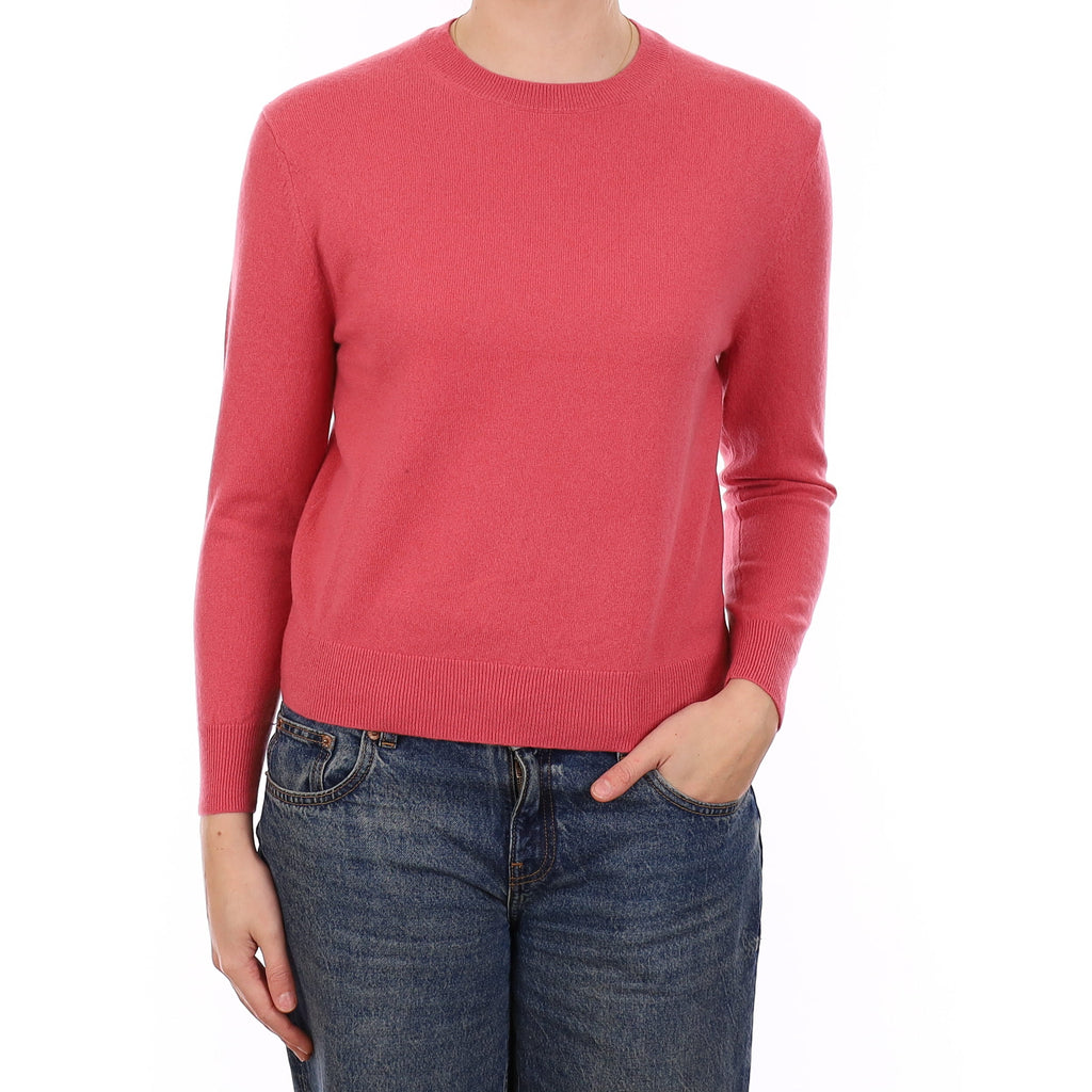 Flamingo Pink Cashmere Crew Neck Jumper Medium