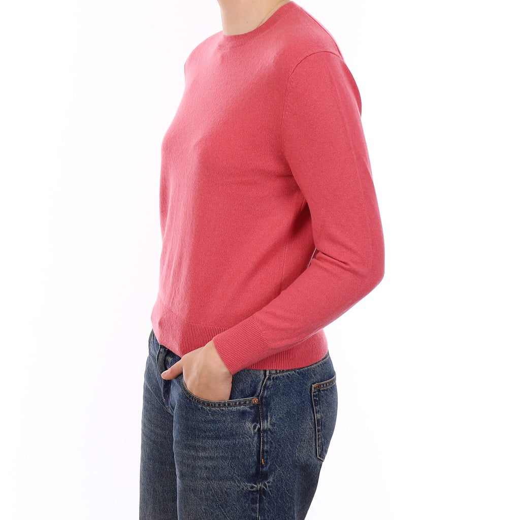 Flamingo Pink Cashmere Crew Neck Jumper Medium