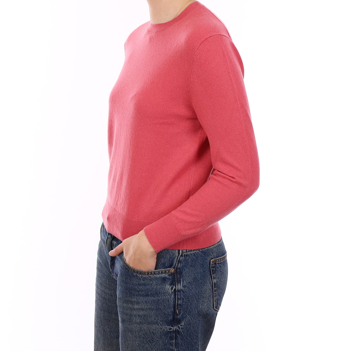 Flamingo Pink Cashmere Crew Neck Jumper Medium