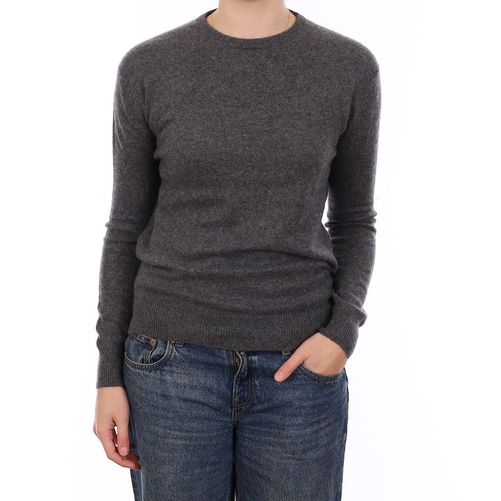 Slate Grey Cashmere Crew Neck Jumper Medium