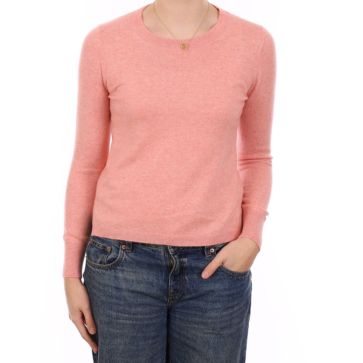 Peach Pink Cashmere Crew Neck Jumper Medium