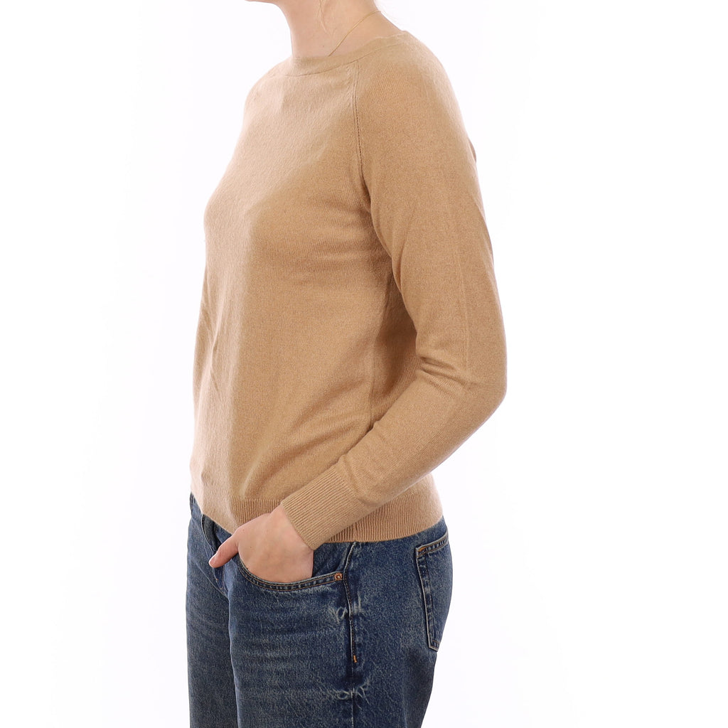 Caramel Brown Cashmere Boat Neck Jumper Medium